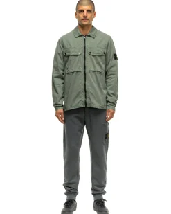 Stone Island Brushed Cotton Canvas Old Effect Overshirt Sage>Men Shirts