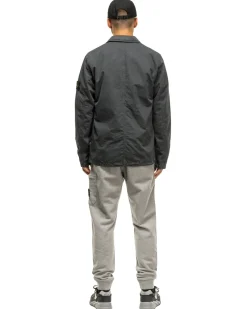 Stone Island Brushed Cotton Canvas Old Effect Overshirt Lead Grey><noscript><img width=