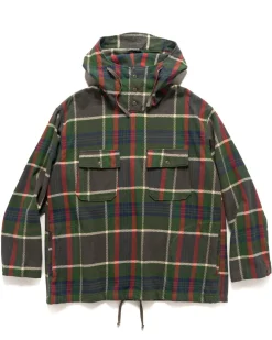 Engineered Garments Cagoule Shirt Cotton Heavy Twill Plaid Olive>Men Shirts