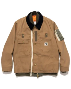 sacai Carhartt Wip Canvas X Ma-1 Jacket Detroit Beige>Men Outerwear