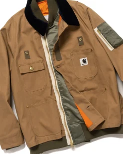 sacai Carhartt Wip Canvas X Ma-1 Jacket Detroit Beige><noscript><img width=