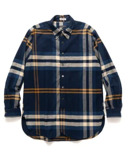 Engineered Garments 19 Century Bd Shirt Cotton Big Plaid Flannel Navy/Gold>Men Shirts