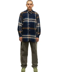 Engineered Garments 19 Century Bd Shirt Cotton Big Plaid Flannel Navy/Gold>Men Shirts