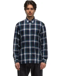 Uniform Experiment Check Yoke Print Regular Collar Shirt Green><noscript><img width=