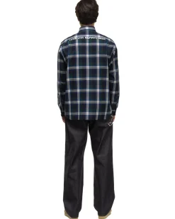 Uniform Experiment Check Yoke Print Regular Collar Shirt Green><noscript><img width=