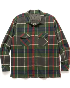 Engineered Garments Classic Shirt Cotton Heavy Twill Plaid Olive>Men Shirts