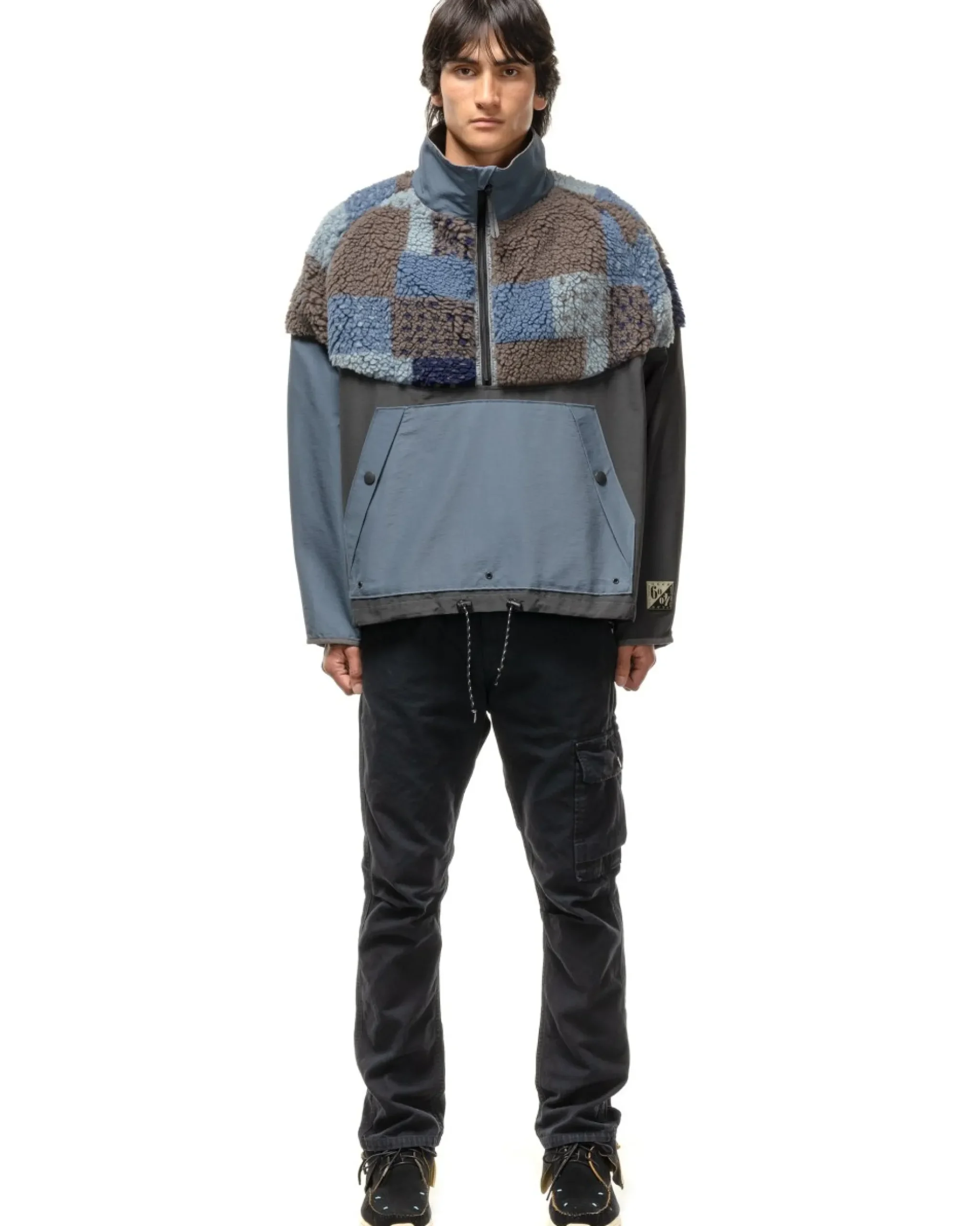 KAPITAL 60/40Cloth X Tugihagi Fleece Hutte Anorak Navy>Men Outerwear