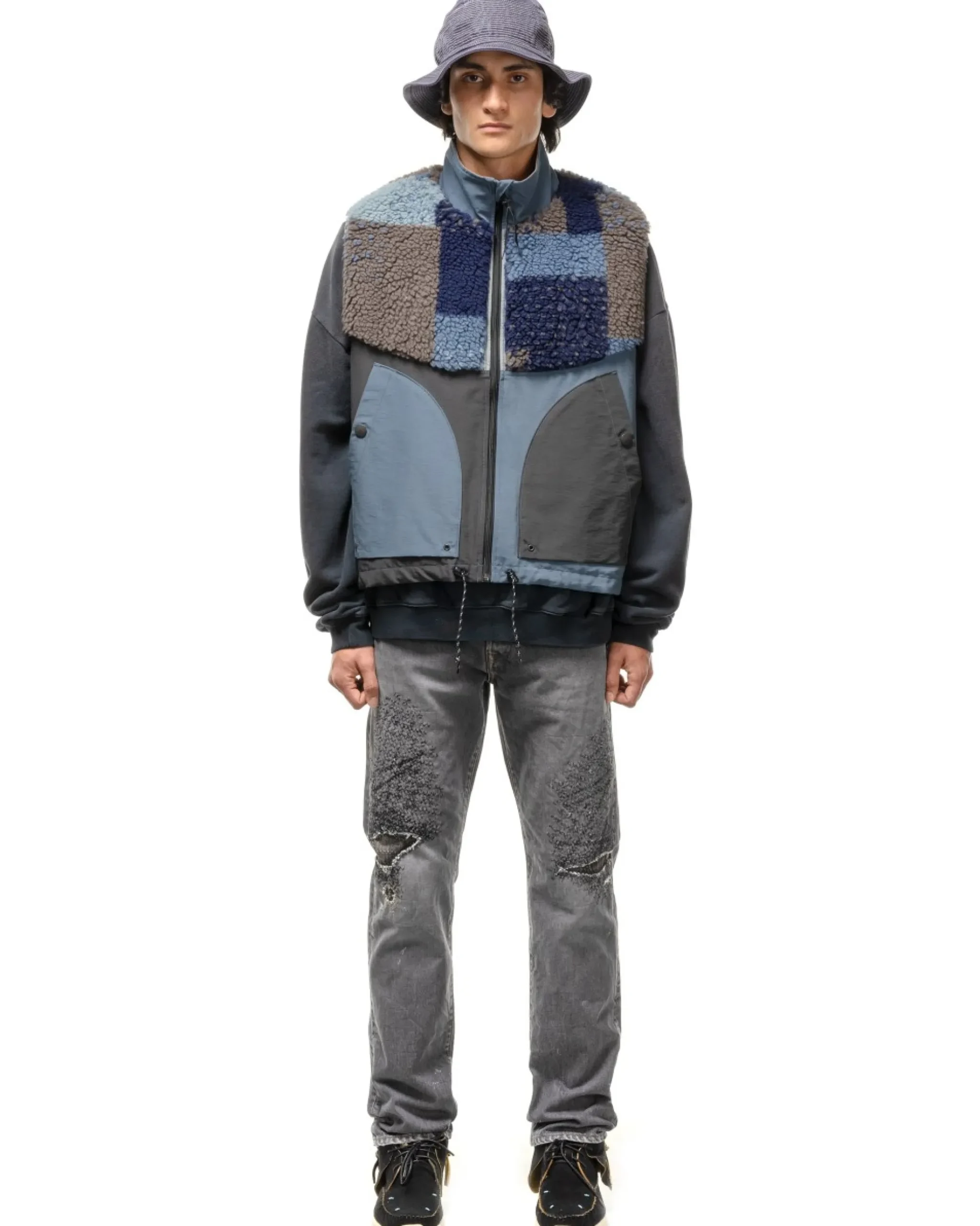 KAPITAL 60/40Cloth X Tugihagi Fleece Hutte Vest Navy>Men Outerwear