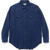 Engineered Garments Combo Western Shirt Cotton Voile Navy>Men Shirts