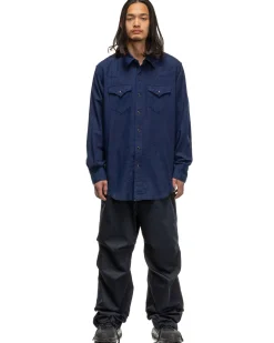 Engineered Garments Combo Western Shirt Cotton Voile Navy>Men Shirts