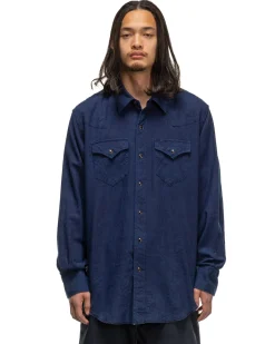 Engineered Garments Combo Western Shirt Cotton Voile Navy><noscript><img width=