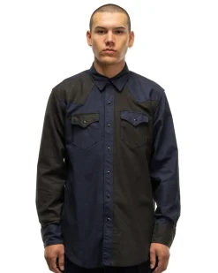 Engineered Garments Combo Western Shirt Cotton Oxford Twill Navy><noscript><img width=