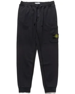 Stone Island Cotton Fleece Garment Dyed 1 Pocket Sweatpant Navy Blue>Men Bottoms