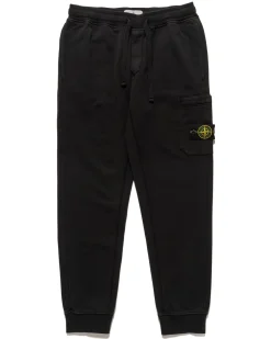 Stone Island Cotton Fleece Garment Dyed 1 Pocket Sweatpant Black>Men Bottoms