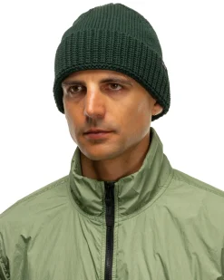 Stone Island Cotton Rib Yarn Beanie Bottle Green>Men Headwear
