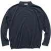 ATON Cotton Silk Cashmere Polo Sweater Navy>Men Sweaters