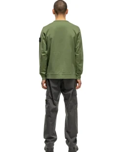 Stone Island Cotton Stretch Fleece Zip Pocket Crewneck Sweater Sage><noscript><img width=