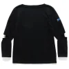 KAPITAL 16/ Densed Jersey Elbow-Rip Boatneck Long Sleeve T Black>Men T-Shirts