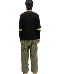 KAPITAL 16/ Densed Jersey Elbow-Rip Boatneck Long Sleeve T Black><noscript><img width=