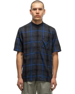 nonnative Dweller Stand Collar Pullover S/S Shirt C/P Twill Ombre Plaid Black><noscript><img width=