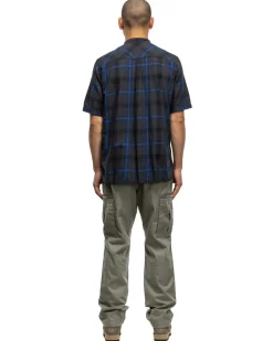nonnative Dweller Stand Collar Pullover S/S Shirt C/P Twill Ombre Plaid Black><noscript><img width=