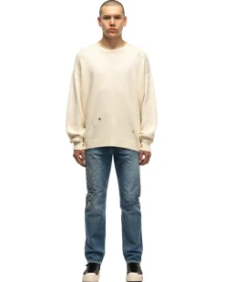 KAPITAL 5G Cotton Knit Rainbowy Patch Crew Sweater Ecru>Men Sweaters