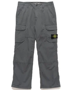 Stone Island Gabardine Cotton Stretch Cargo Pants Lead Grey>Men Bottoms