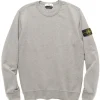 Stone Island Garment Dyed Brushed Cotton Fleece Crewneck Melange Grey>Men Sweaters