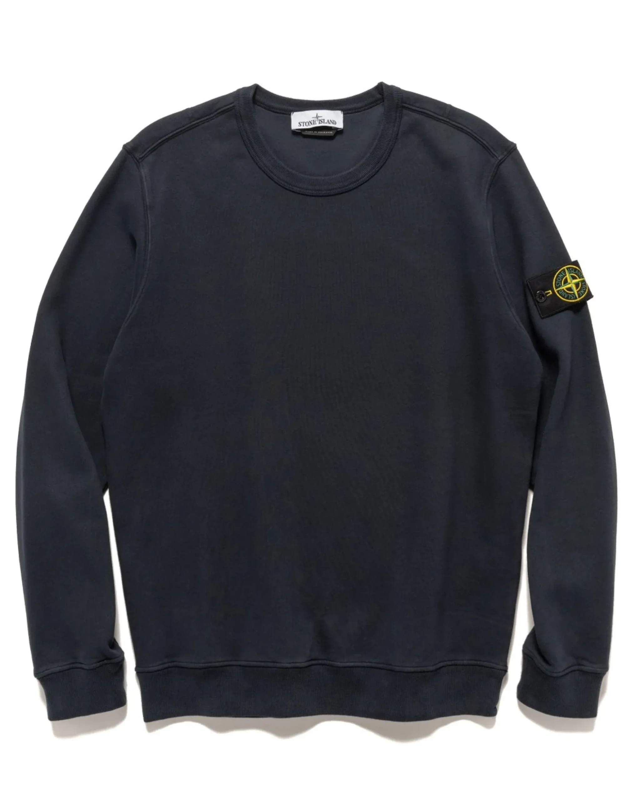 Stone Island Garment Dyed Brushed Cotton Fleece Crewneck Navy Blue>Men Sweaters