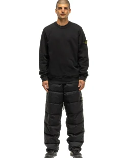 Stone Island Garment Dyed Brushed Cotton Fleece Crewneck Black>Men Sweaters