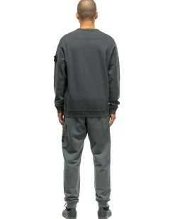 Stone Island Garment Dyed Brushed Cotton Fleece Crewneck Lead Grey><noscript><img width=