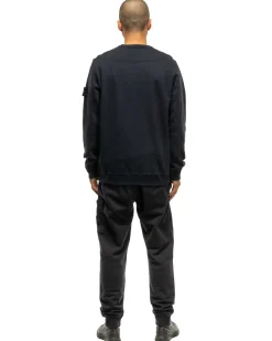 Stone Island Garment Dyed Brushed Cotton Fleece Crewneck Navy Blue><noscript><img width=