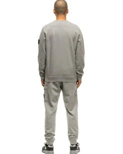 Stone Island Garment Dyed Brushed Cotton Fleece Crewneck Melange Grey><noscript><img width=