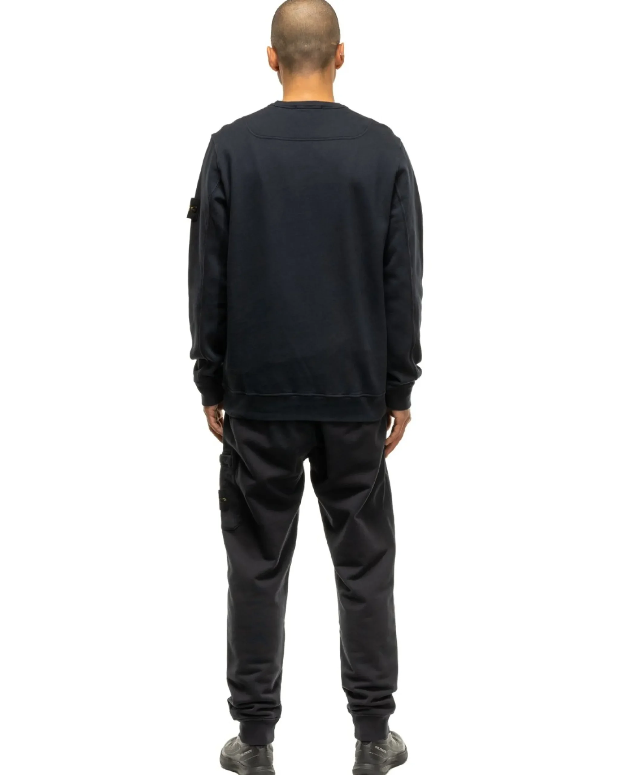 Stone Island Garment Dyed Brushed Cotton Fleece Crewneck Navy Blue>Men Sweaters