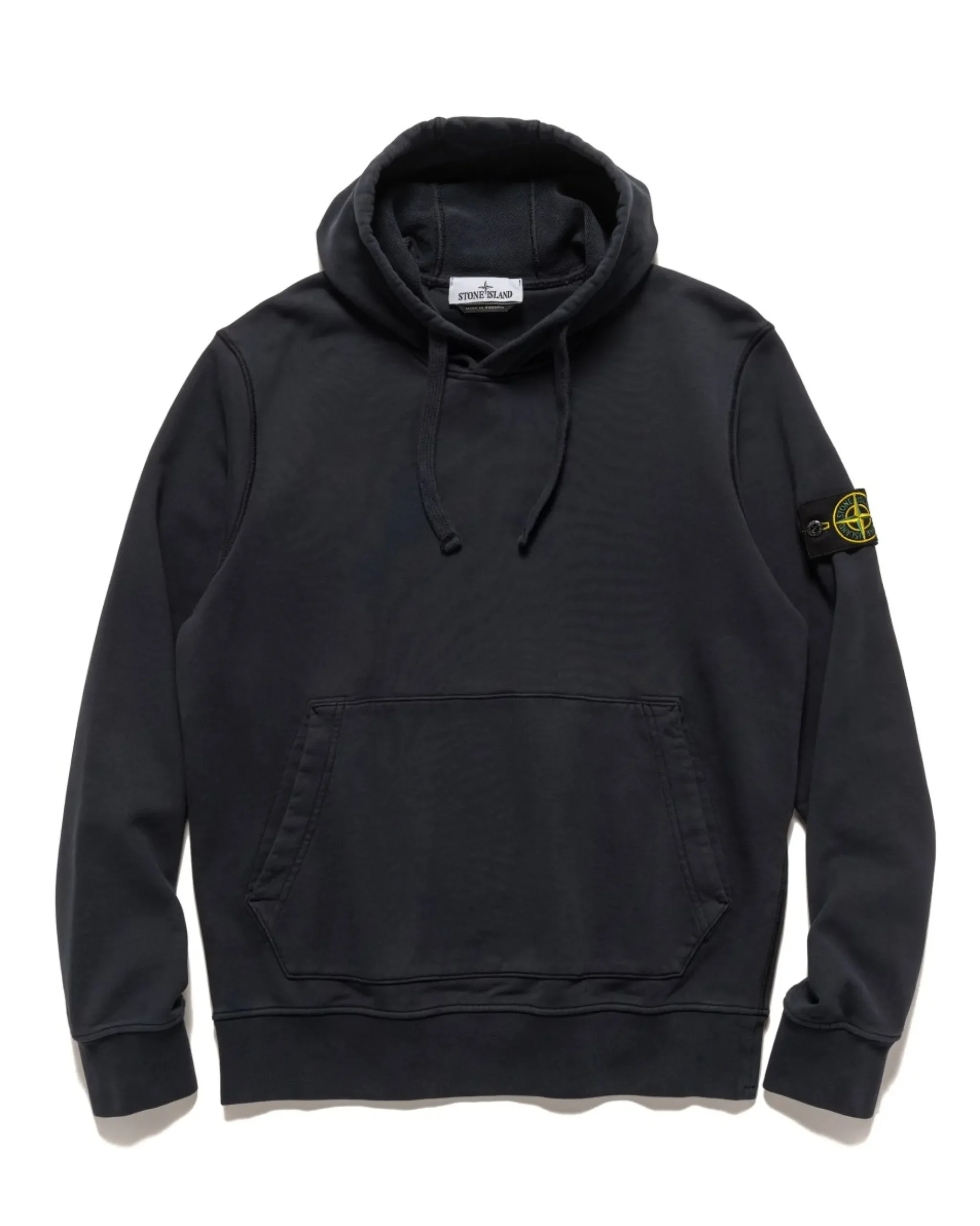 Stone Island Garment Dyed Cotton Fleece Hoodie Navy Blue>Men Sweaters