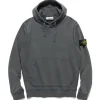 Stone Island Garment Dyed Cotton Fleece Hoodie Lead Grey>Men Sweaters