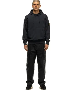 Stone Island Garment Dyed Cotton Fleece Hoodie Navy Blue>Men Sweaters