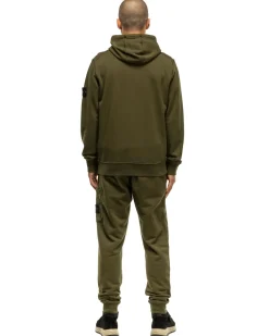 Stone Island Garment Dyed Cotton Fleece Hoodie Olive><noscript><img width=