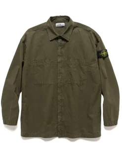 Stone Island Garment Dyed Old Effect Overshirt Olive>Men Shirts