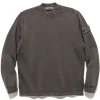 Stone Island Ghost Piece Garment Dyed Wool Cotton Crewneck Dark Grey>Men Sweaters
