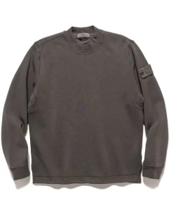 Stone Island Ghost Piece Garment Dyed Wool Cotton Crewneck Dark Grey>Men Sweaters