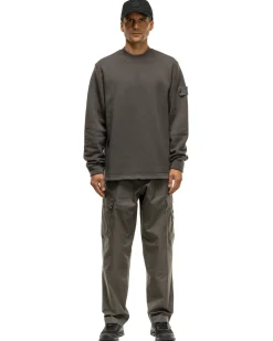 Stone Island Ghost Piece Garment Dyed Wool Cotton Crewneck Dark Grey>Men Sweaters