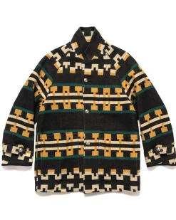 visvim Hopiland Coat Native Blanket Black>Men Outerwear