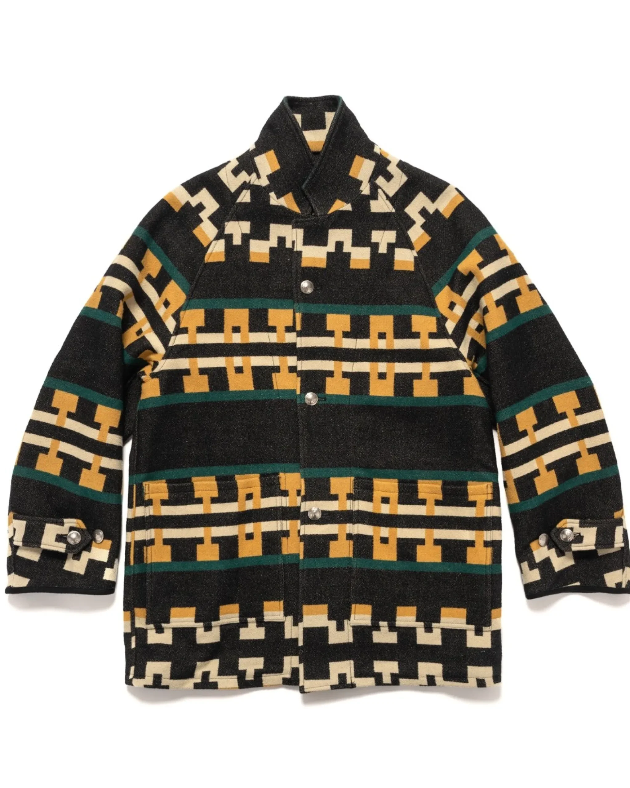 visvim Hopiland Coat Native Blanket Black>Men Outerwear