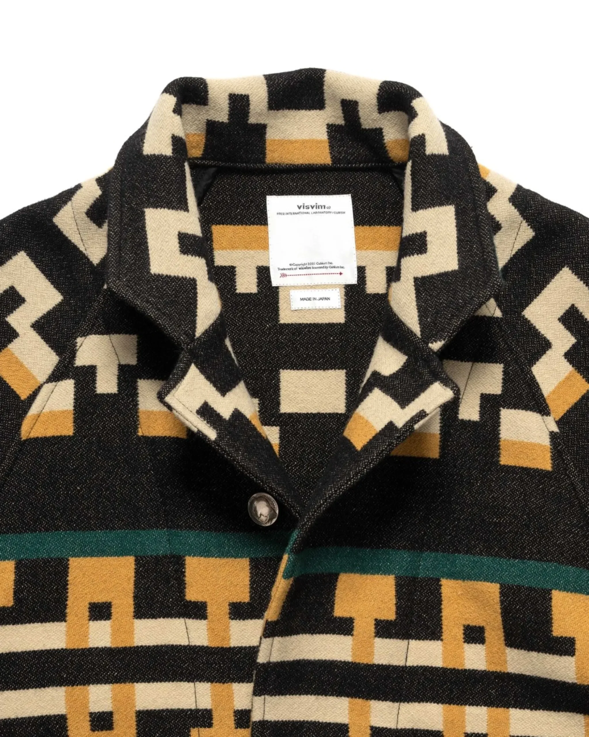 visvim Hopiland Coat Native Blanket Black>Men Outerwear