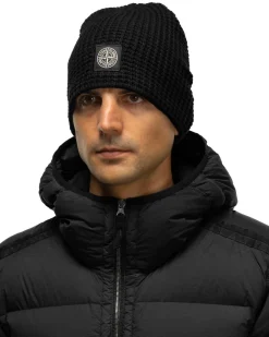 Stone Island Lambswool Beanie Black>Men Headwear