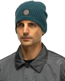 Stone Island Lambswool Beanie Petrol>Men Headwear