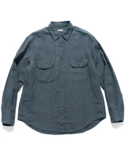 KAPITAL Linen Clip Shirt Blue Grey>Men Shirts