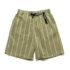 KAPITAL Linen Phillies Stripe Easy Shorts Khaki>Men Shorts