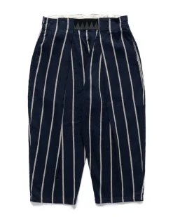 KAPITAL Linen Phillies Stripe Easy-Beach-Go Pants Navy>Men Bottoms
